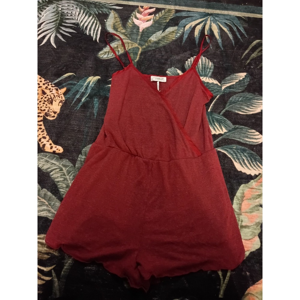 Out From Under (UO) Dark Red Romper Women's Medium M Spaghetti Straps USA Made
